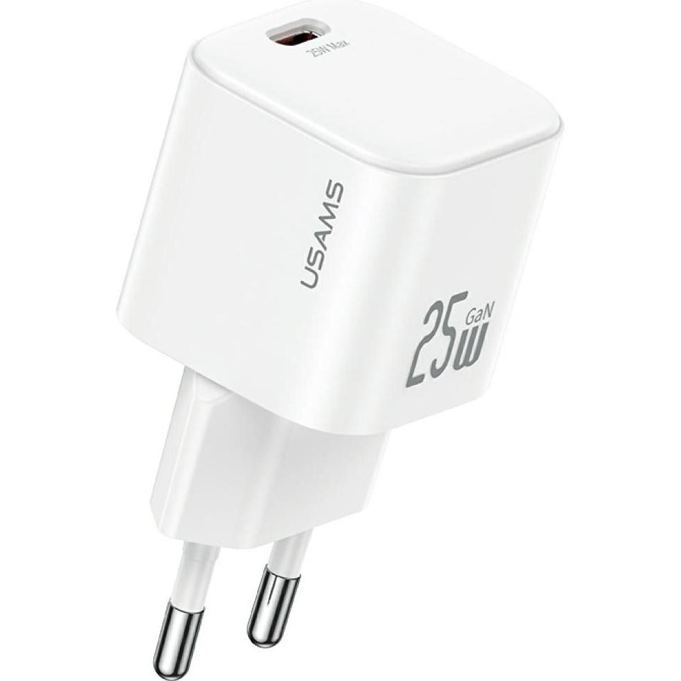 Usams Wall charger JC Series CC289 25W GaN Mini Fast Charger USB-C white (25 W), Caricatore USB, Bianco
