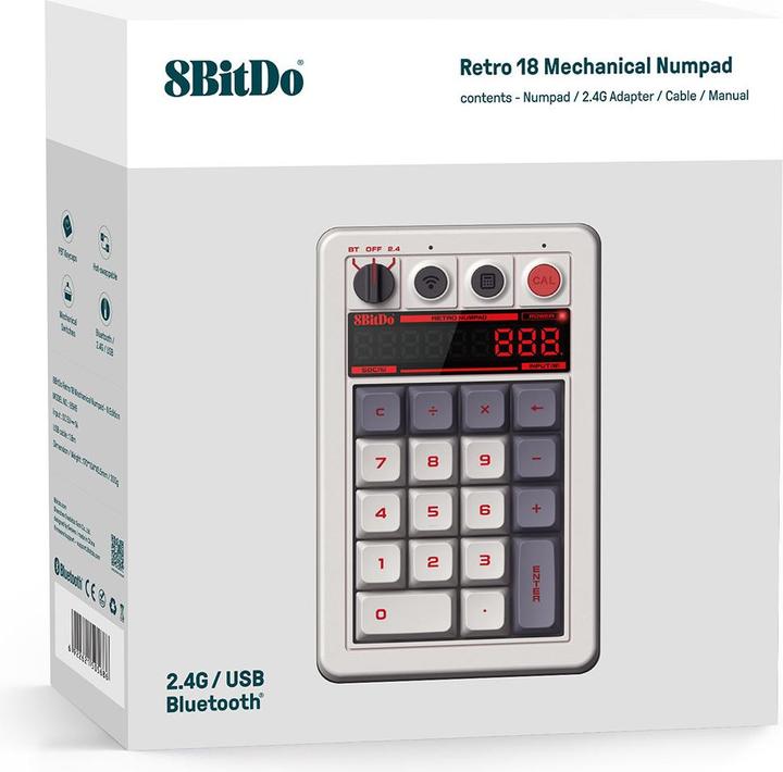 Produktbild 8bitdo Retro 18 Mechanical Numpad (N Edition) - Numpad (Nummernblock, Kabelgebunden, Kabellos)