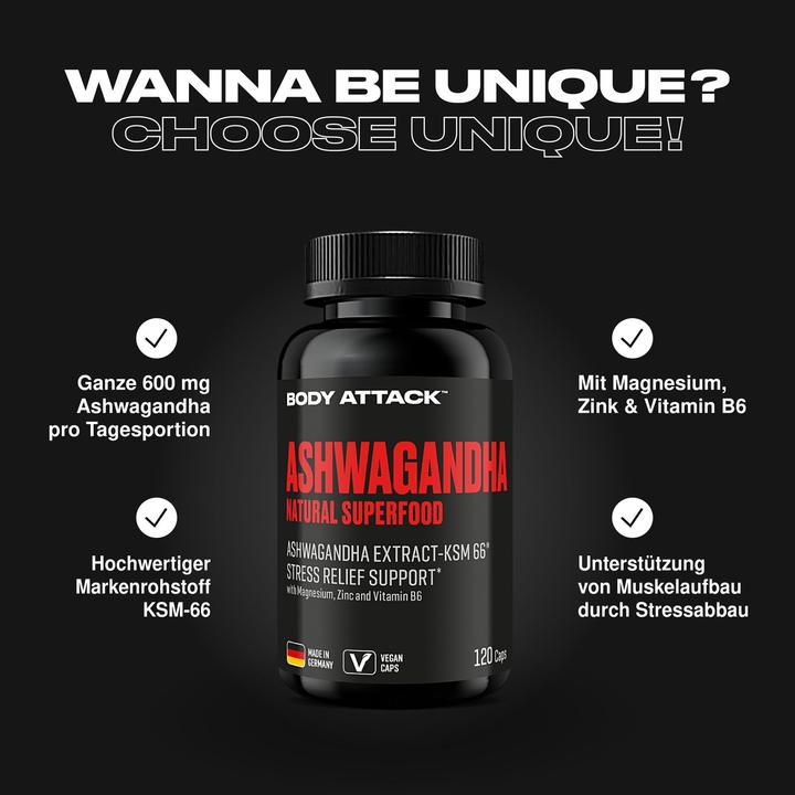 Actual product image Body Attack Ashwagandha (120 Piece, Capsules, 71 g)