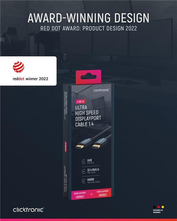 Produktbild clicktronic DisplayPort Cable 1.4. M/M. Blue. 1.0m (1 m)