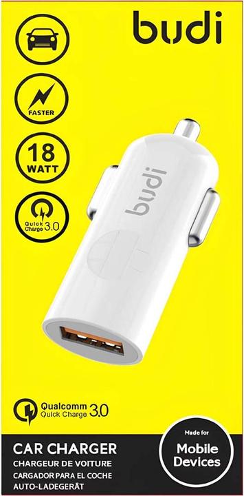 Produktbild Budi Ładowarka samochodowa USB, 18W, QC3.0 (Biały)