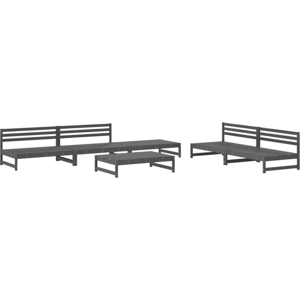 VidaXL, Gartenlounge, 6-tlg. Garten-Lounge-Set Grau Massivholz Kiefer,Farbe