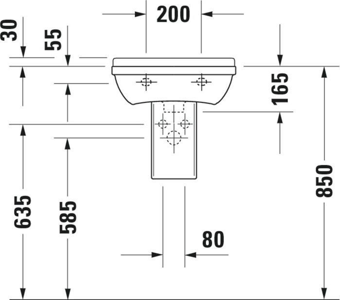 Produktbild Duravit Handwaschbecken STARCK 3 m ÜL HLB 450x320mm 1 Hahnloch weiss WG (320 mm, 450 mm)
