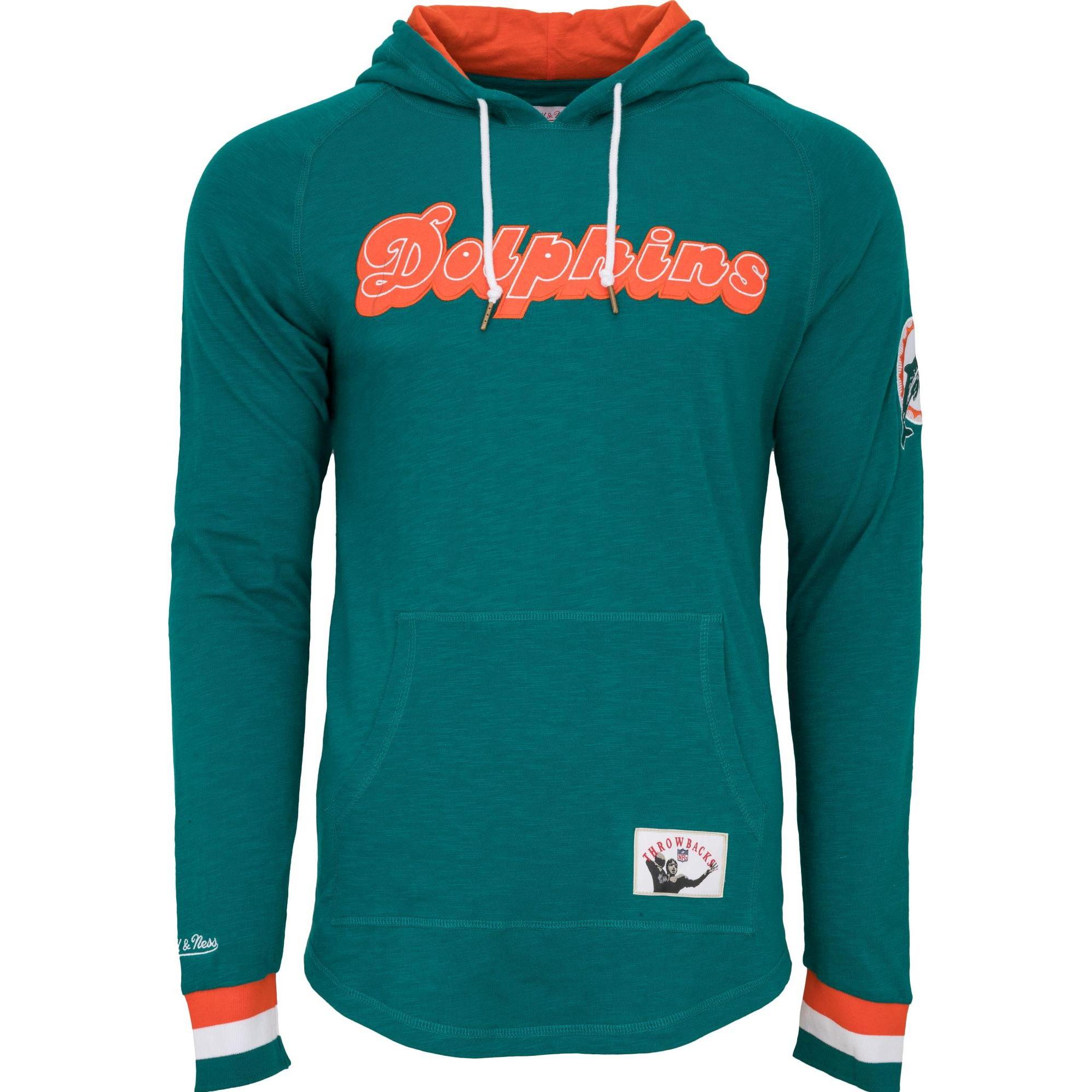 Mitchell & Ness, Herren, Pullover, Slub Jersey Hoody - Miami Dolphins - XXL, Türkis, (XXL)