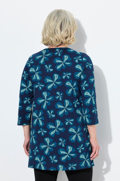 Produktbild Ulla Popken Longshirt, Blüten, A-Linie, Rundhals, 3/4-Arm (62)