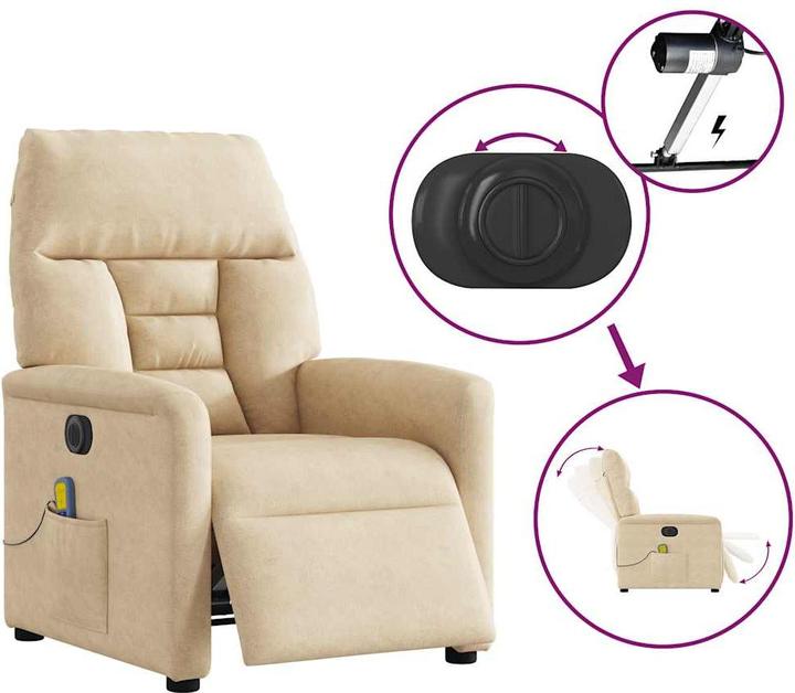 Produktbild VidaXL Massagesessel Elektrisch Creme Mikrofasergewebe Massagestuhl Sessel