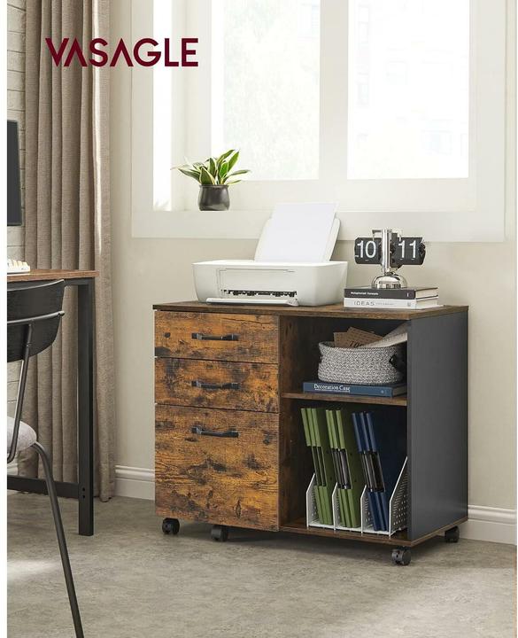 Actual product image Vasagle Mobile pedestal brown, black 3 pull-outs 80.0 x 40.0 x 66.0 cm (80 x 40 x 66 cm)
