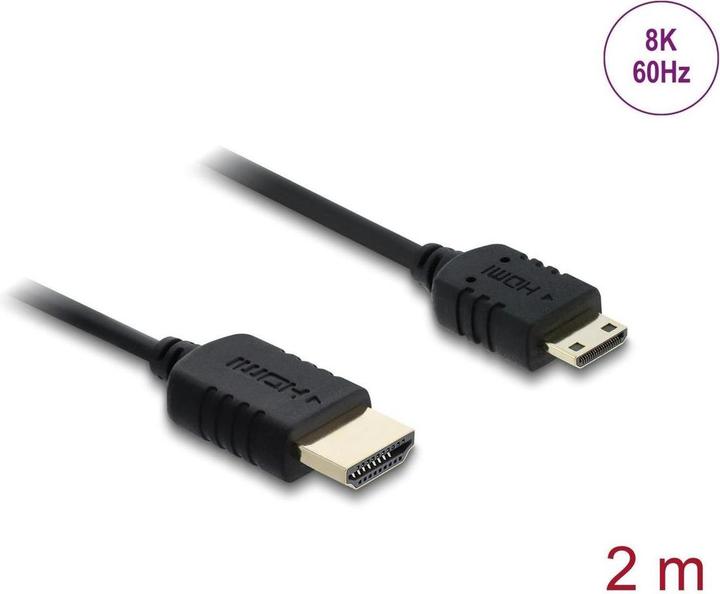 Produktbild Delock Koaxiales High Speed HDMI Kabel HDMI Stecker zu Mini HDMI Stecker 8K 60 H (2 m)
