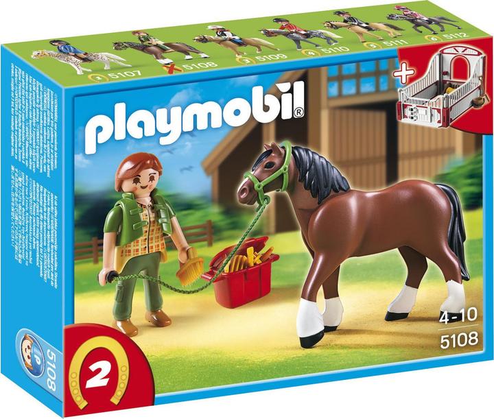Produktbild Playmobil Shire Horse mit rot-grauer Pferdebox (5108)