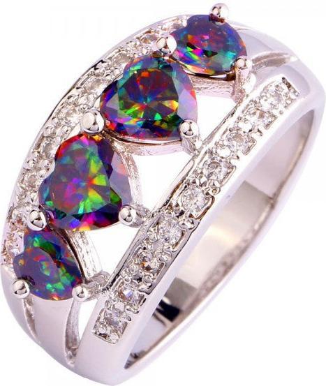 Produktbild Hermex versilberter Ring mit Regenbogen Topas Zirkonia - Gr. 62 / Size 10 (10, 62)
