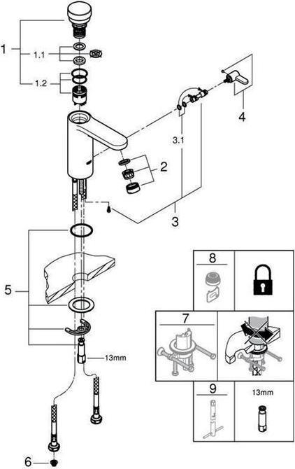 Productafbeelding Grohe Zelfsluitende waterkraan EUROSMART CT met mengsel gladde body chroom
