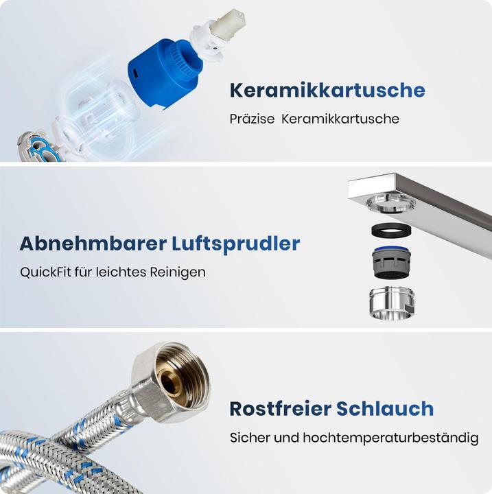 Produktbild Emke Küchenarmatur Chrom Ultradünnes Design 30x22x10 cm 360° Drehbar Edelstahl Einhebelmischer Modern