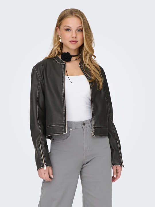 Immagine prodotto Only Colletto a vista Polsini delle maniche con zip Giacca in ecopelle (XS)