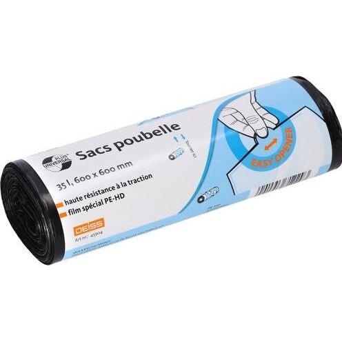 Deiss PK50 SACCHETTO DI GARZA 600X600 30-35L SZ, Sacchetti spazzatura, Nero