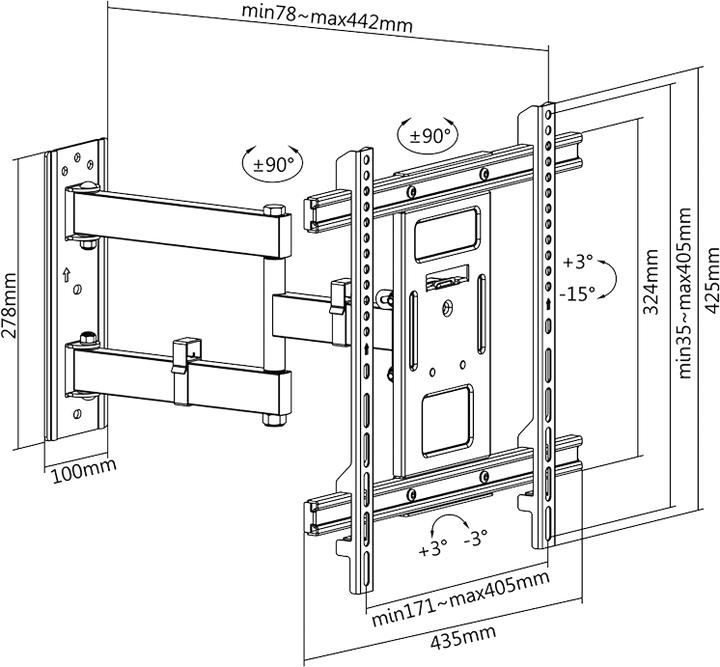 Produktbild LogiLink Klammer für LCD-TV / gekrümmter LCD-TV (full-motion) (Wand, 50 kg, 32" - 70")
