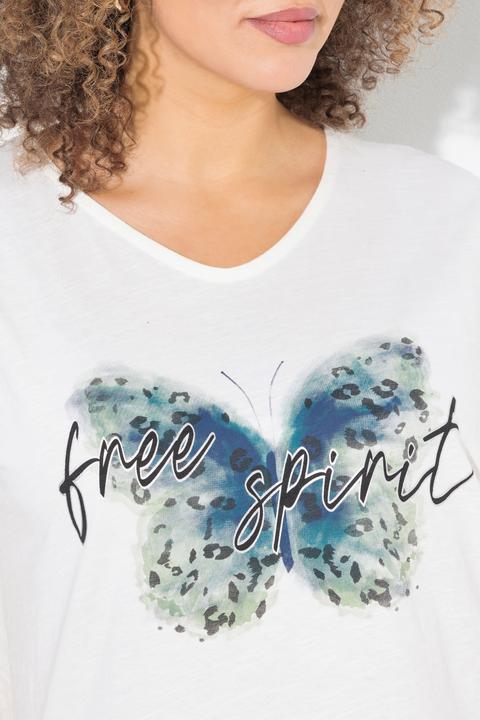Produktbild Ulla Popken T-Shirt, Schmetterling, Oversized, V-Ausschnitt, Halbarm (46, 48)
