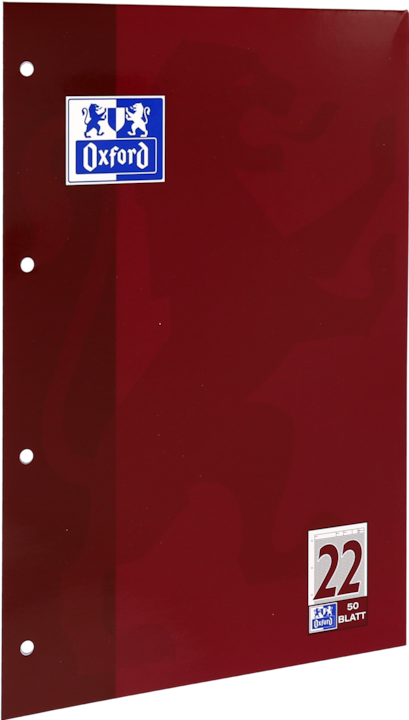 Produktbild Oxford Arbeitsblätterblock, A4, Lineatur 22 (A4, Liniert, Harter Einband)