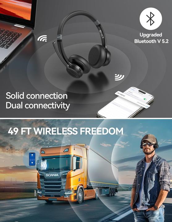 Immagine prodotto Tecknet Bluetooth-Headset mit Mikrofon und Noise Cancelling (Senza fili, USB-C)