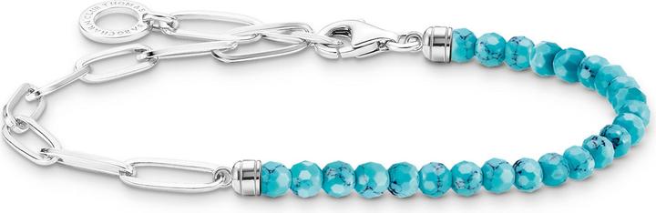 Thomas Sabo Charm Armband mit Türkisen Beads und Kettengliedern Silber (17 cm, 925er Silber)