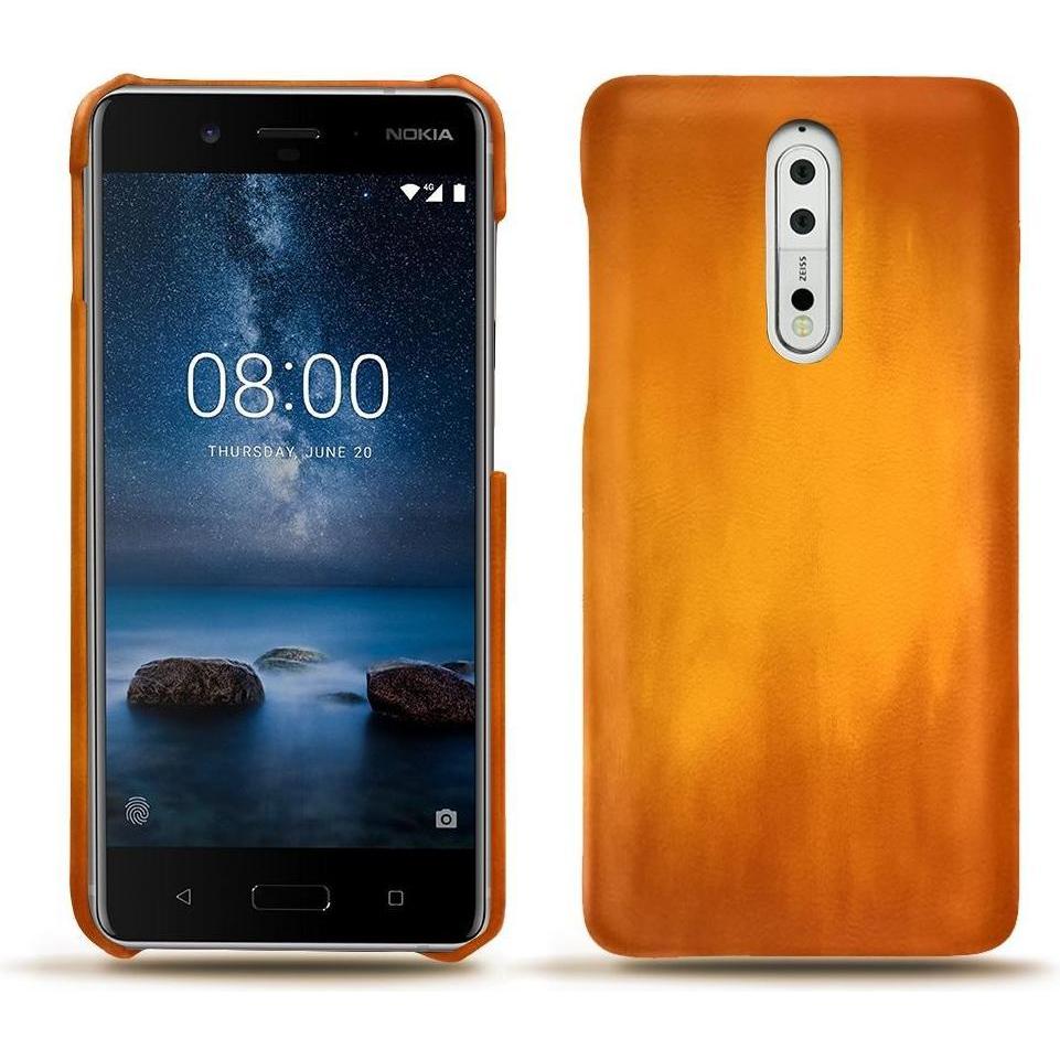 Noreve Lederschutzhülle (Nokia 8), Smartphone Hülle, Orange