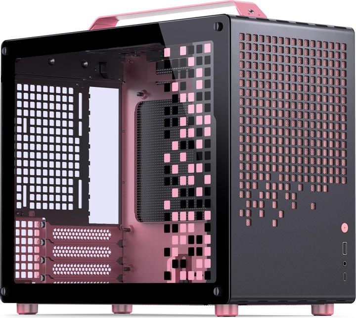 Jonsplus MATX Handle Case Z20 - Black-Pink (mATX, Mini-ITX)