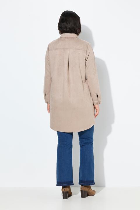 Produktbild Ulla Popken Suede-Longjacke, A-Linie, Hemdkragen, Langarm (46, 48)