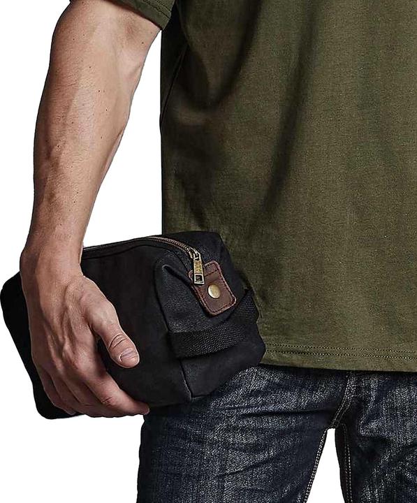 Actual product image Quadral Heritage Leather Trim Toiletry Bag