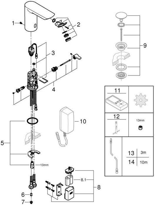 Produktbild Grohe Bau Cosmopolitan E Infrarot-Waschtischarmatur mit Temperaturregulierung