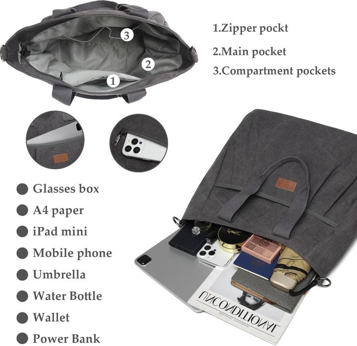 Immagine prodotto Only-Bags.Store Borsa a tracolla in tela, borse da spiaggia borsa a tracolla