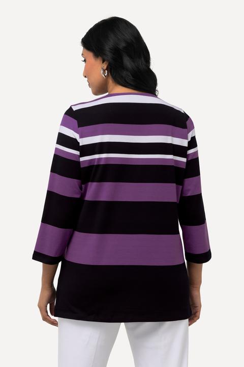 Produktbild Ulla Popken Shirt, Ringel, Rundhals, 3/4-Arm, Pima Cotton (42, 44)