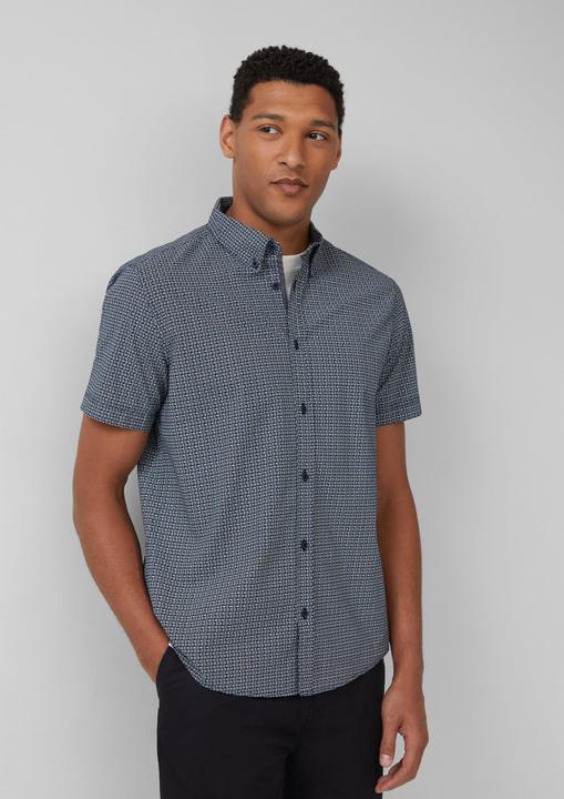 Immagine prodotto s.Oliver Hemd Regular Fit: Gemustertes Kurzarmhemd aus Baumwolle mit Button-Down-Kragen (M)
