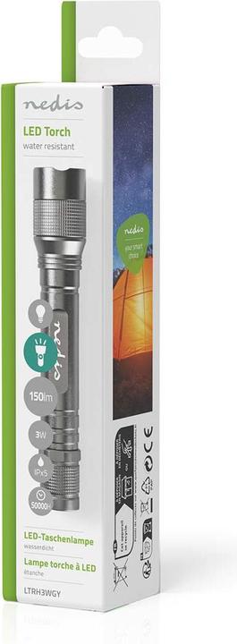 Image du produit Nedis Lampe de poche LED, Premium, 150lm - argenté (2.90 cm, 150 lm)