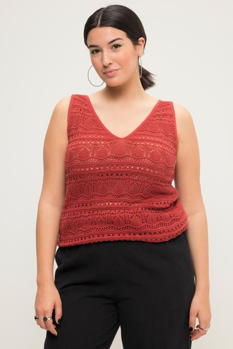 Immagine prodotto Studio Untold Top di maglia a punto ajour con taglio svasato, scollo a V e orlo a onde (50, 52)