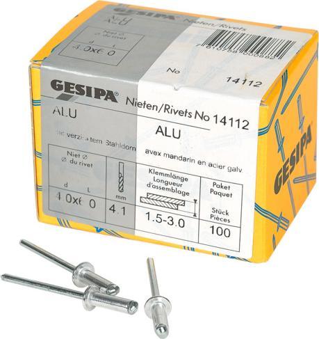 Actual product image Gesipa Rivets aveugles 4.0x6 mm aluminium 100 pièces