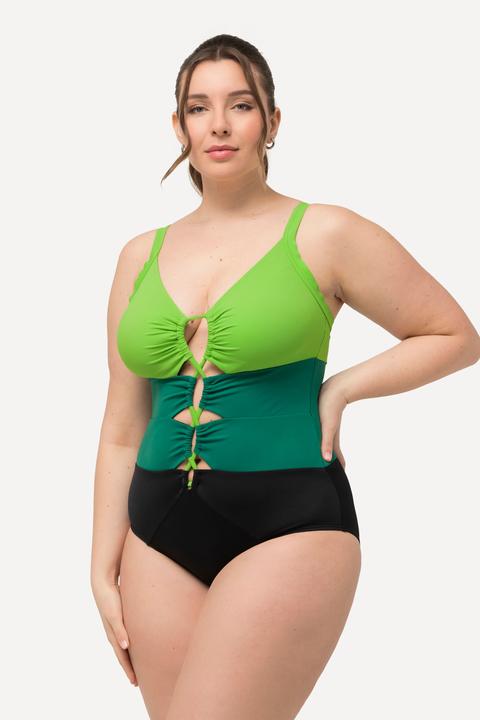 Produktbild Ulla Popken Badeanzug, Colorblocking, Softcups, Aussparungen, recycelt (50)