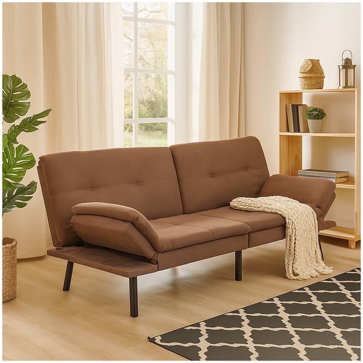Produktbild HTI-Living Sofa mit verstellbaren Armlehnen Braun (2-Sitzer)