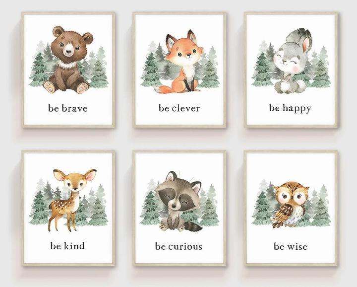 Actual product image ASMI 6 pieces of cute forest animals (25 x 20 cm)