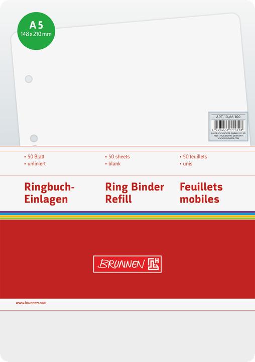 Actual product image Ring binder inserts blank