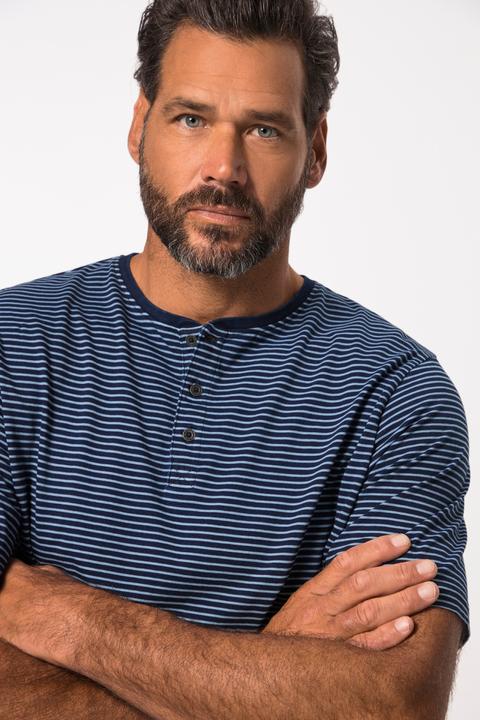 Image du produit JP1880 T-shirt Henley rayé à manches courtes et col rond avec patte de boutonnage - jusqu'au 8 XL (7XL)
