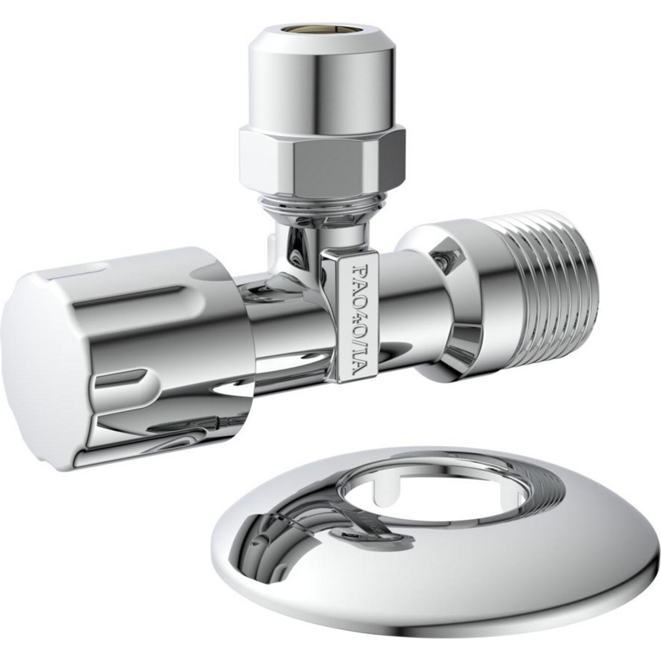 Magni, Valvola, Valvola ad angolo, 3/8 "AG x 3/8 "AG x 10 mmQ, con rosetta a pressione