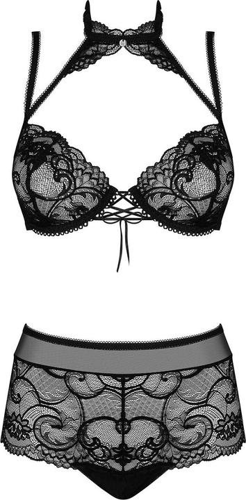 Actual product image Obsessive Elizenes 2 Stück Spitze BH Set mit Neckholder Schwarz (S, M)
