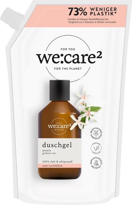 we:care2 Nachfüllbeutel Duschgel, Jasmin-Grüner Tee (500 ml)