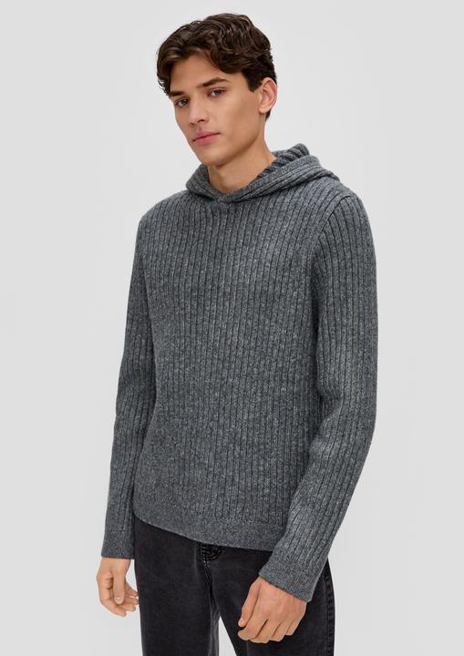 Produktbild s.Oliver Strickpullover Strick-Hoodie mit Rippstruktur (L, XL)