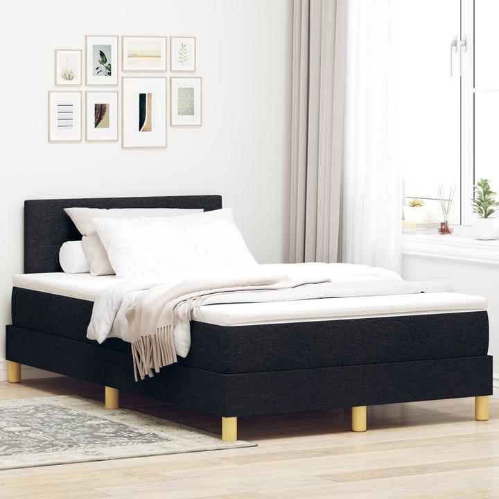 Actual product image vidaXL Boxspringbett mit Matratze Schwarz 120x200 cm Stoff (120 x 200 cm)