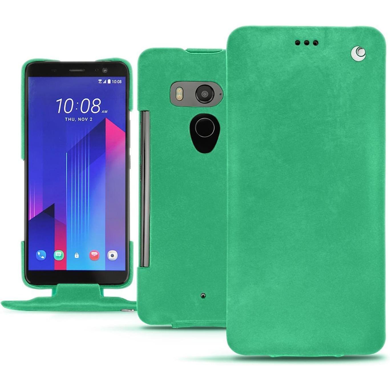Noreve Lederschutzhülle vertikal (HTC U11+), Smartphone Hülle, Grün
