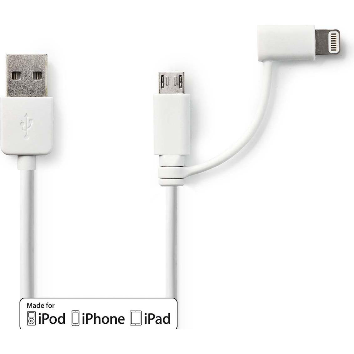 Nedis 2 in 1 USB-Lade- und Synchronisierungskabel USB A Stecker (1 m, USB 2.0), USB Kabel