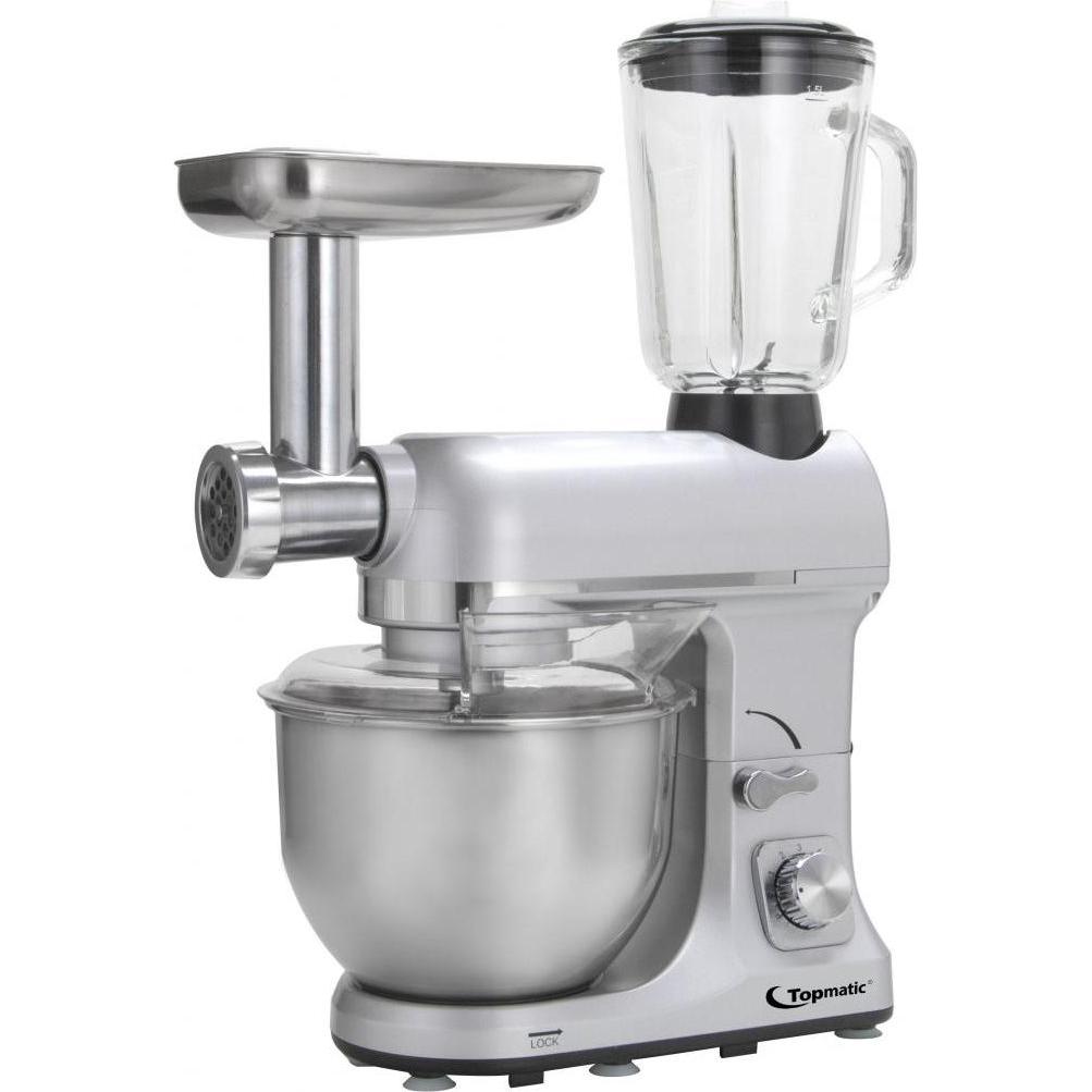 Topmatic PKM-1800.1BG Multifunktion Mixer, Küchenmaschine, Silber