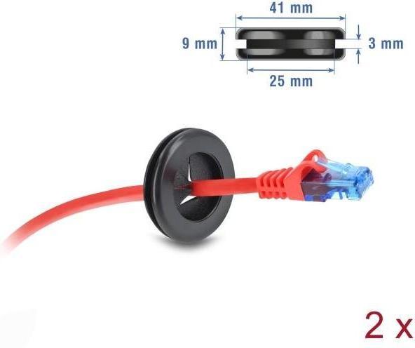 Immagine prodotto Delock Gummi Kabeldurchführung rund Ø 30 mm schwarz 2 Stück (Foro cavo)