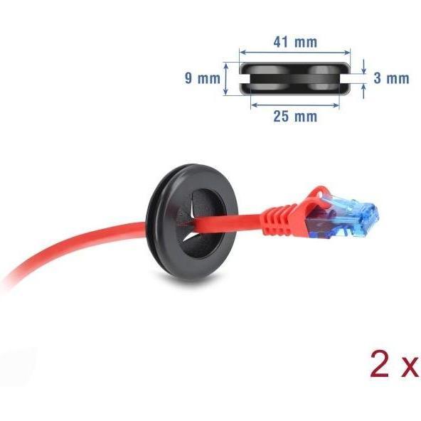 Delock, Canale passacavi, Gummi Kabeldurchführung rund Ø 30 mm schwarz 2 Stück (Foro cavo)
