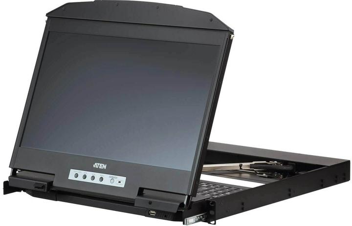 Actual product image Aten CL3800NW KVM console with 18.5" FullHD display, HDMI, DVI, VGA, USB, 19" rack-mounting, short